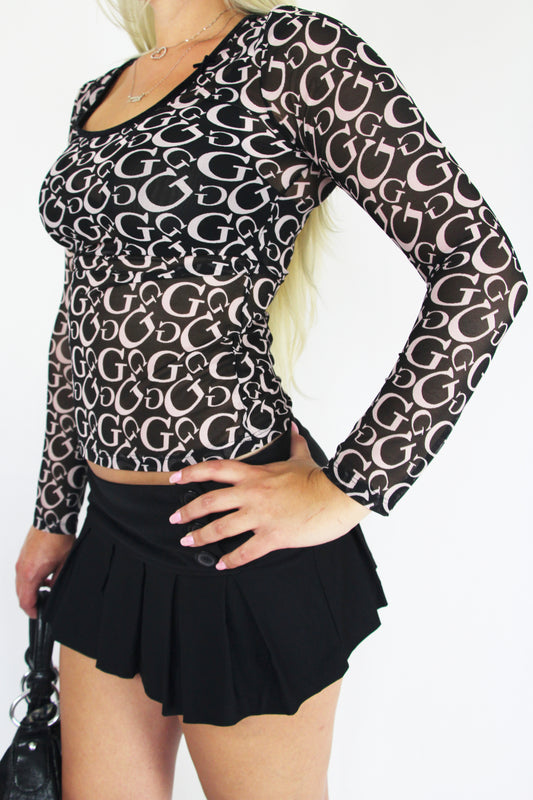 Guess Monogram Mesh Long-Sleeve