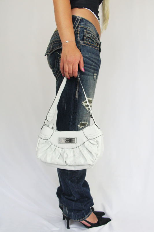 White Guess Monogram Purse