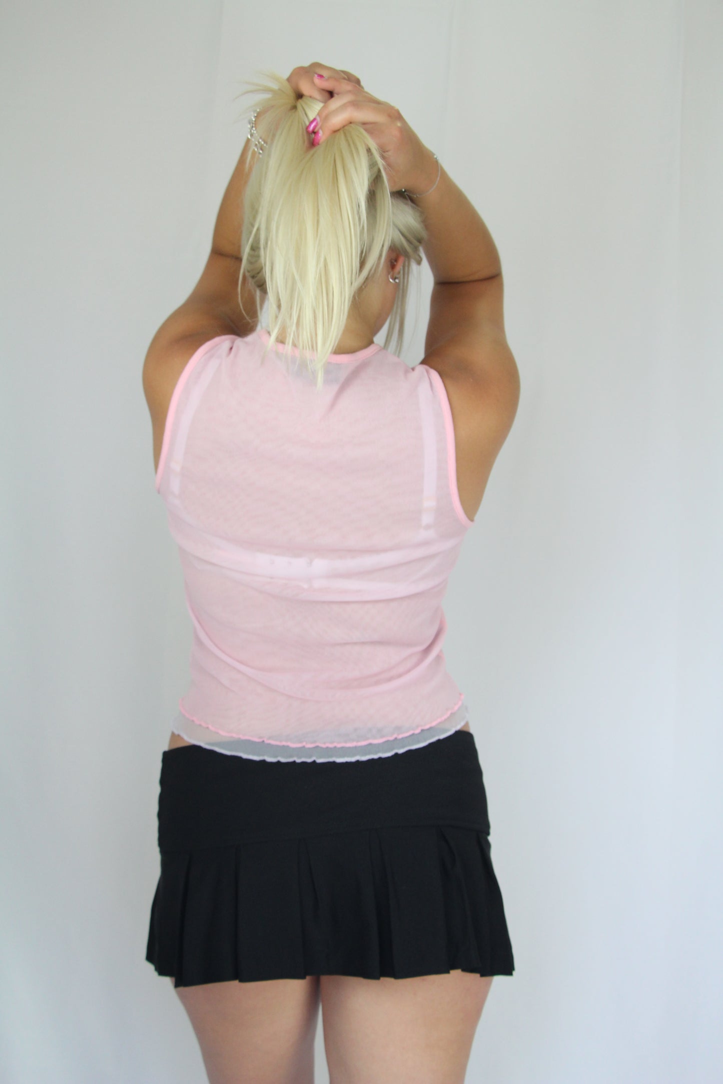 DKNY Baby Pink Double-Mesh Tank